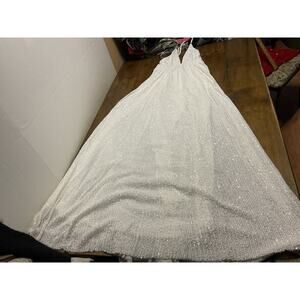 Emprada Womens Dress Size Small White Sequin Long Sexy Party NWT